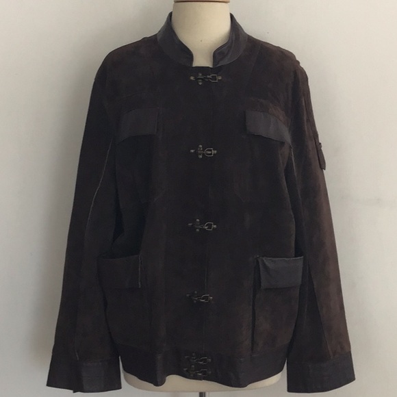 Terry Lewis Leather Classic Luxuries, plus chocolate suede/leather barn coat 2X - Picture 1 of 13
